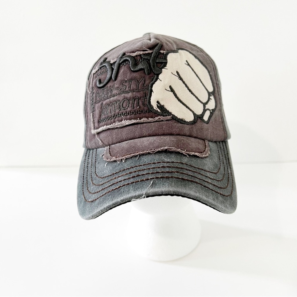 Fist Embroidered Distressed Baseball Cap